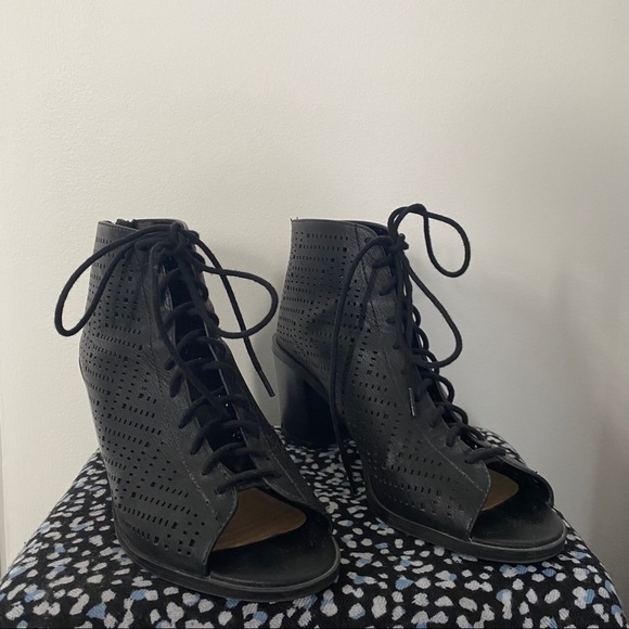 Soda Black Laced Heels - Picture 2 of 6